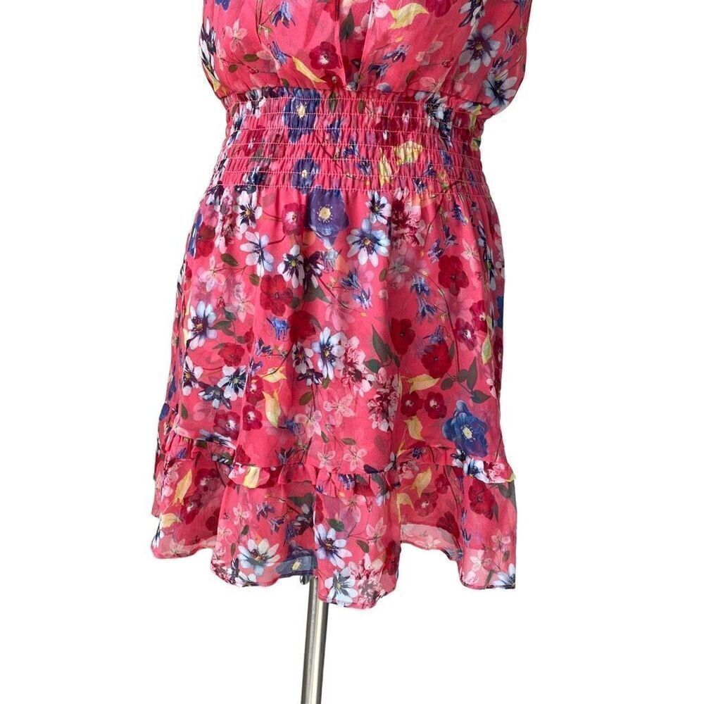 Parker Serenity 100% Silk Cocktail Party Mini Dress Floral Coral Size Small S - Picture 7 of 10